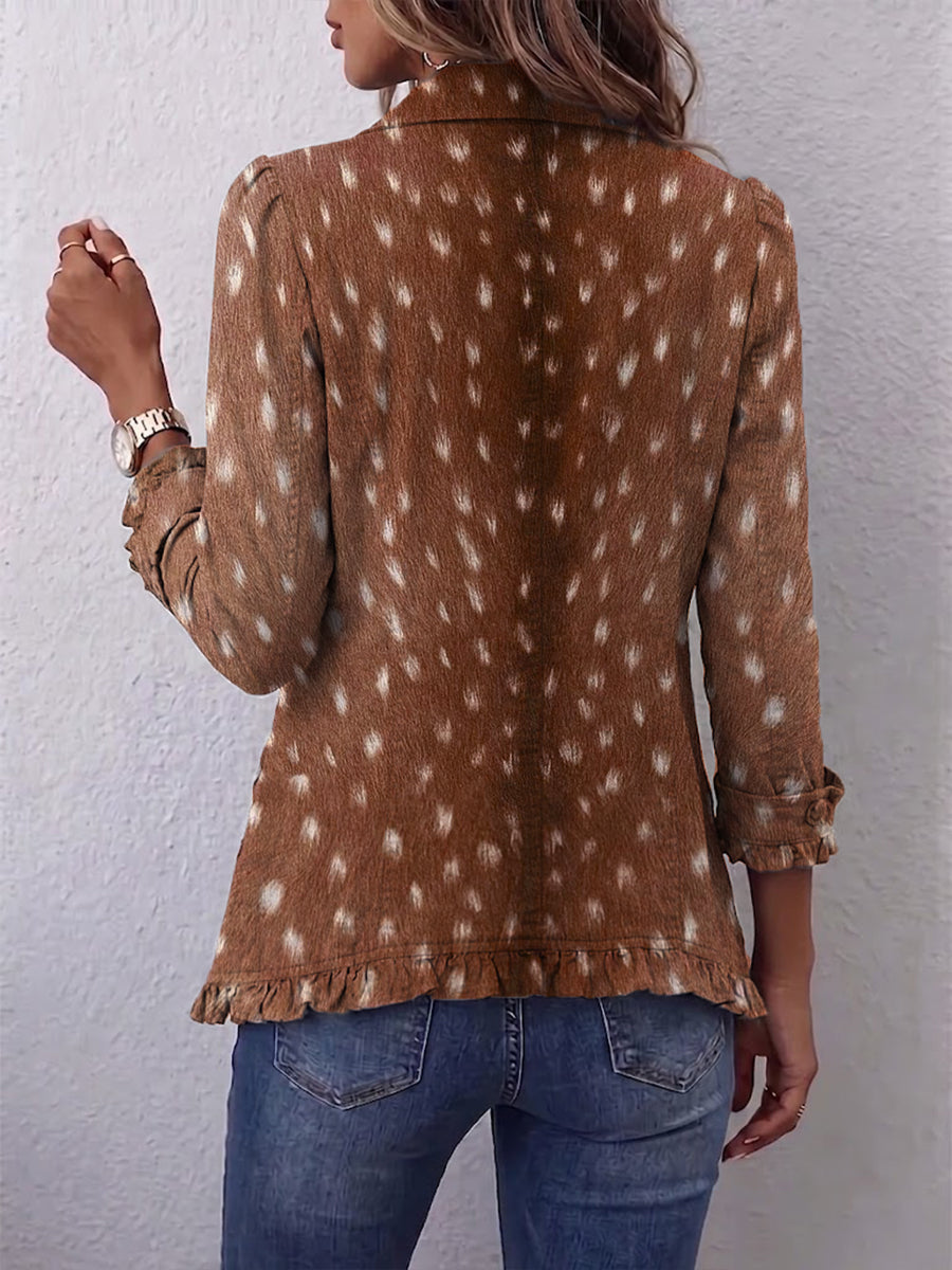 Nolinda™ | Chaqueta con Volantes y Estampado Animal Bohemio