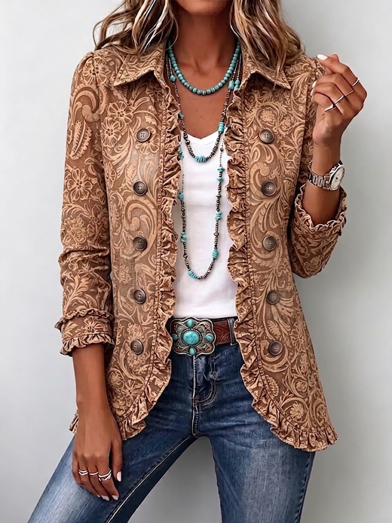 Vyclara™ | Chaqueta con Volantes y Estampado Floral Bohemio Vintage