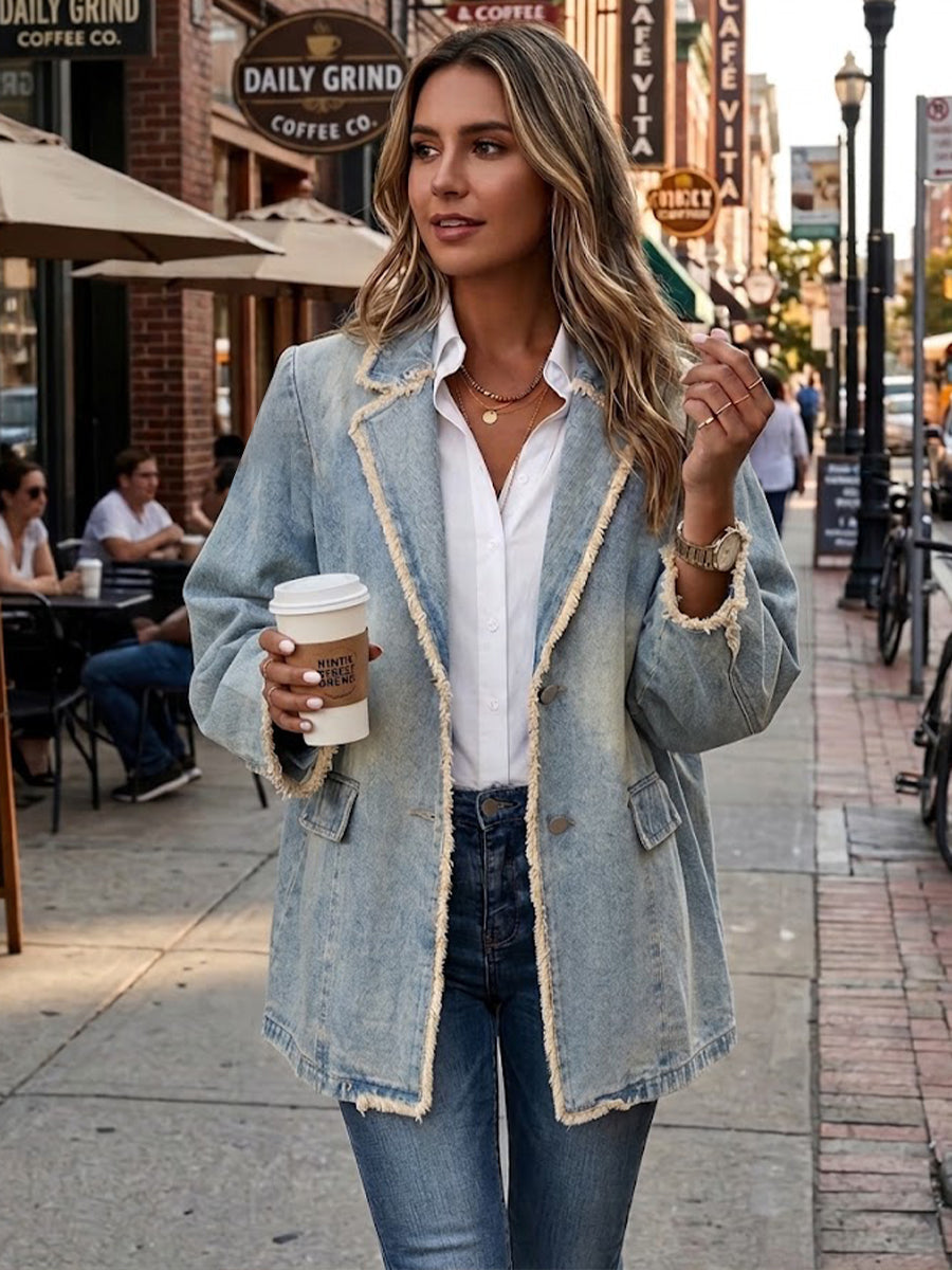 Dionne | Blazer Oversize de Estilo Vintage con Bordes Vivos