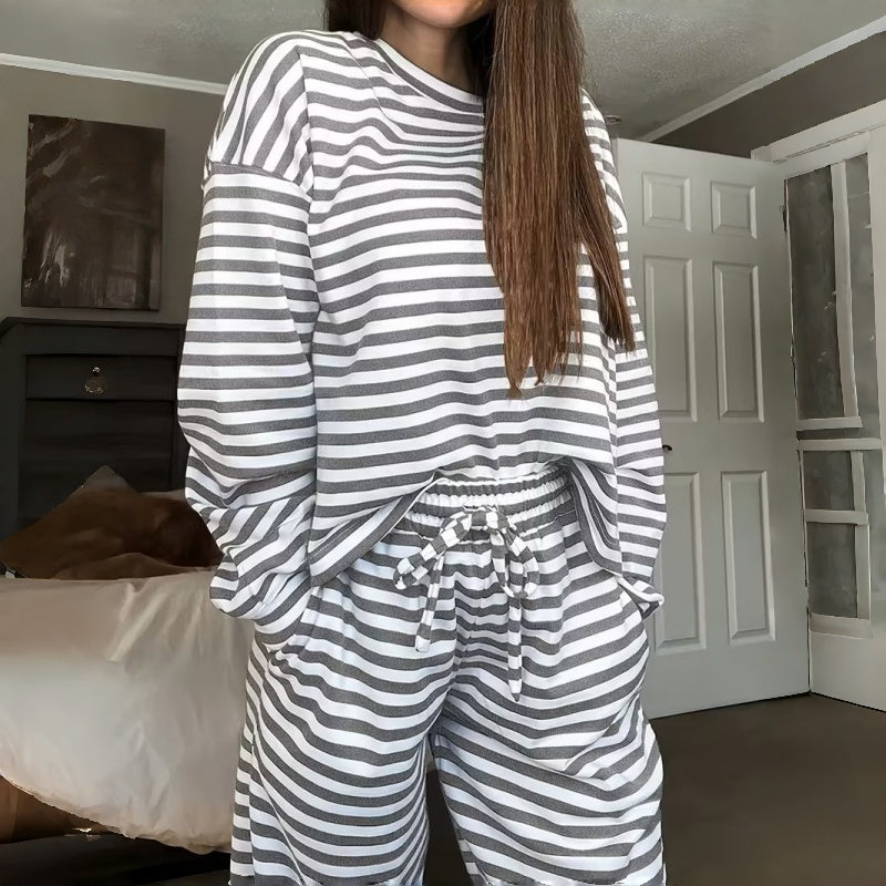 Lydia™ | Conjunto de estar por casa de rayas, relajado y de dos piezas