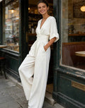 Daniela - Mono elegante con escote en V y pernera ancha