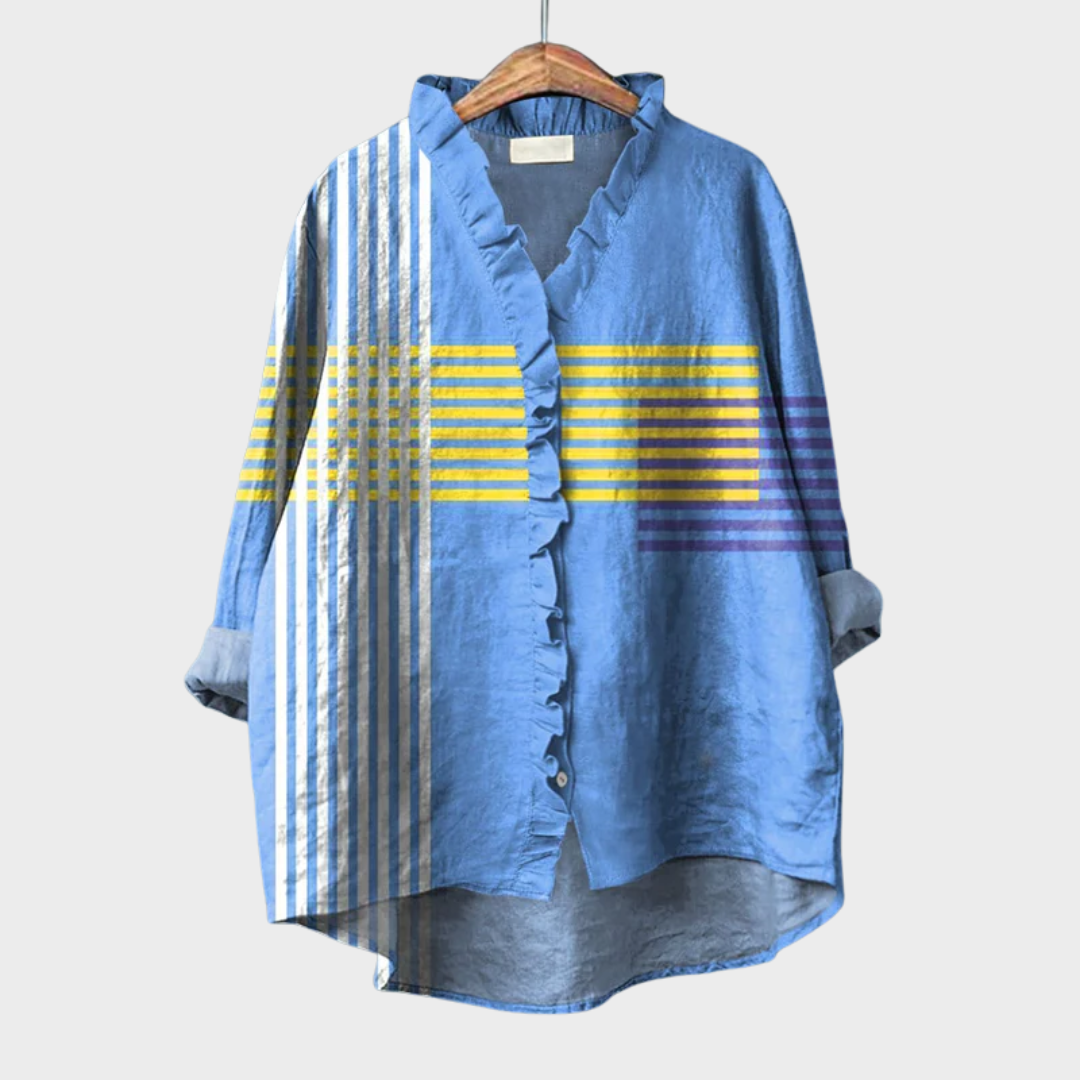 Verena | Blusa a Rayas con Ribete de Volante