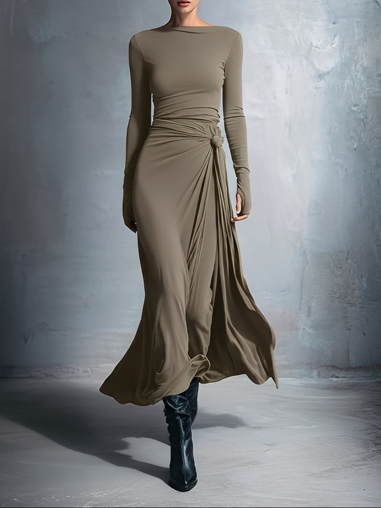 Naiara | Vestido Maxi con Nudo de Seda