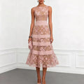 Odette Vestido Midi de Tul con Bordado Floral