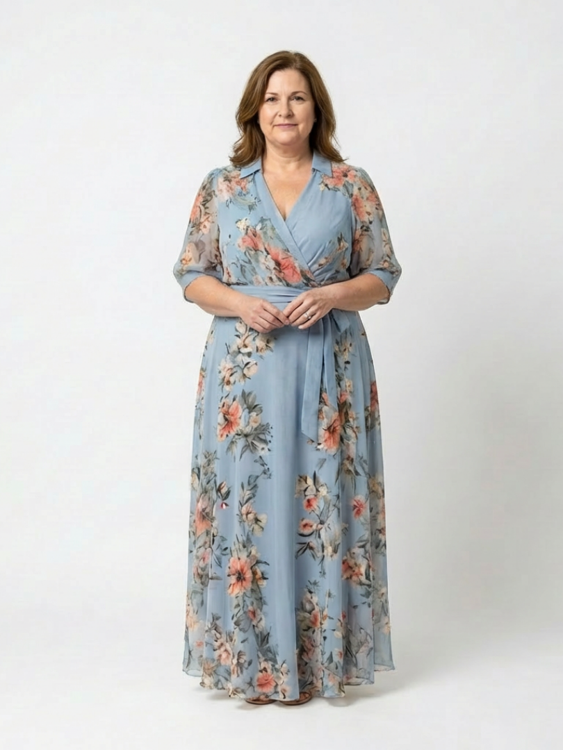 Hollis | Vestido Maxi Cruzado Floral con Escote en V