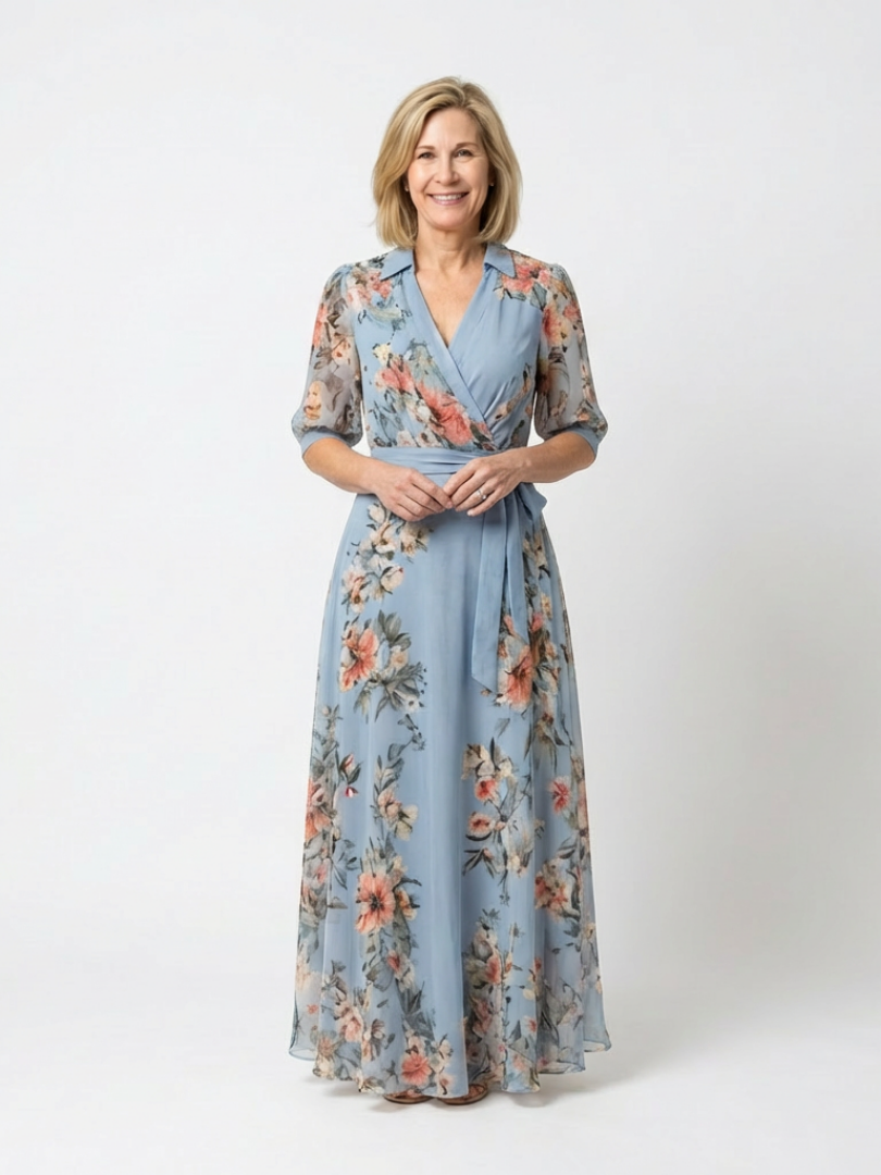 Hollis | Vestido Maxi Cruzado Floral con Escote en V