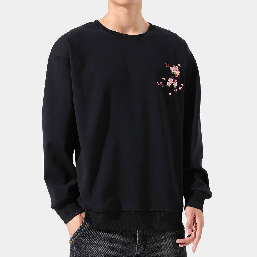 Sudadera bordada con motivos de sakura
