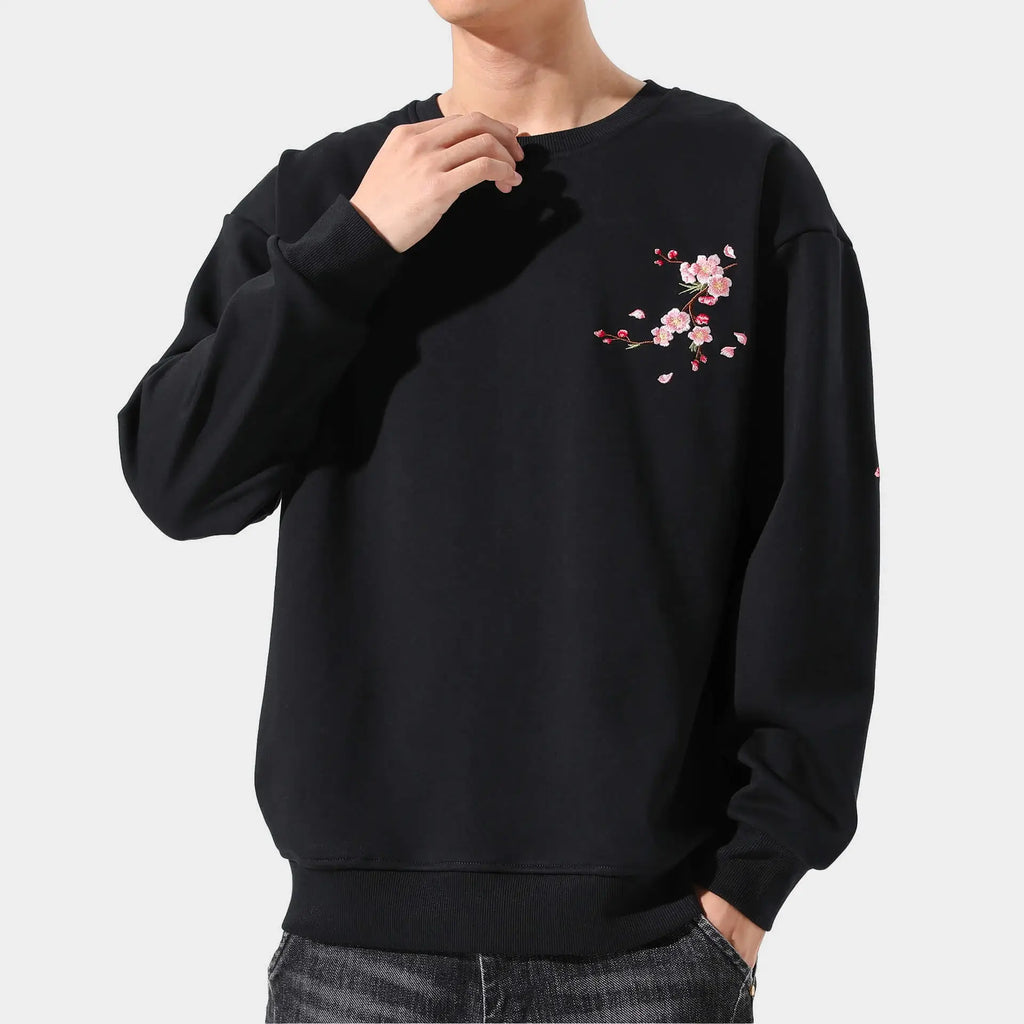 Sudadera bordada con motivos de sakura