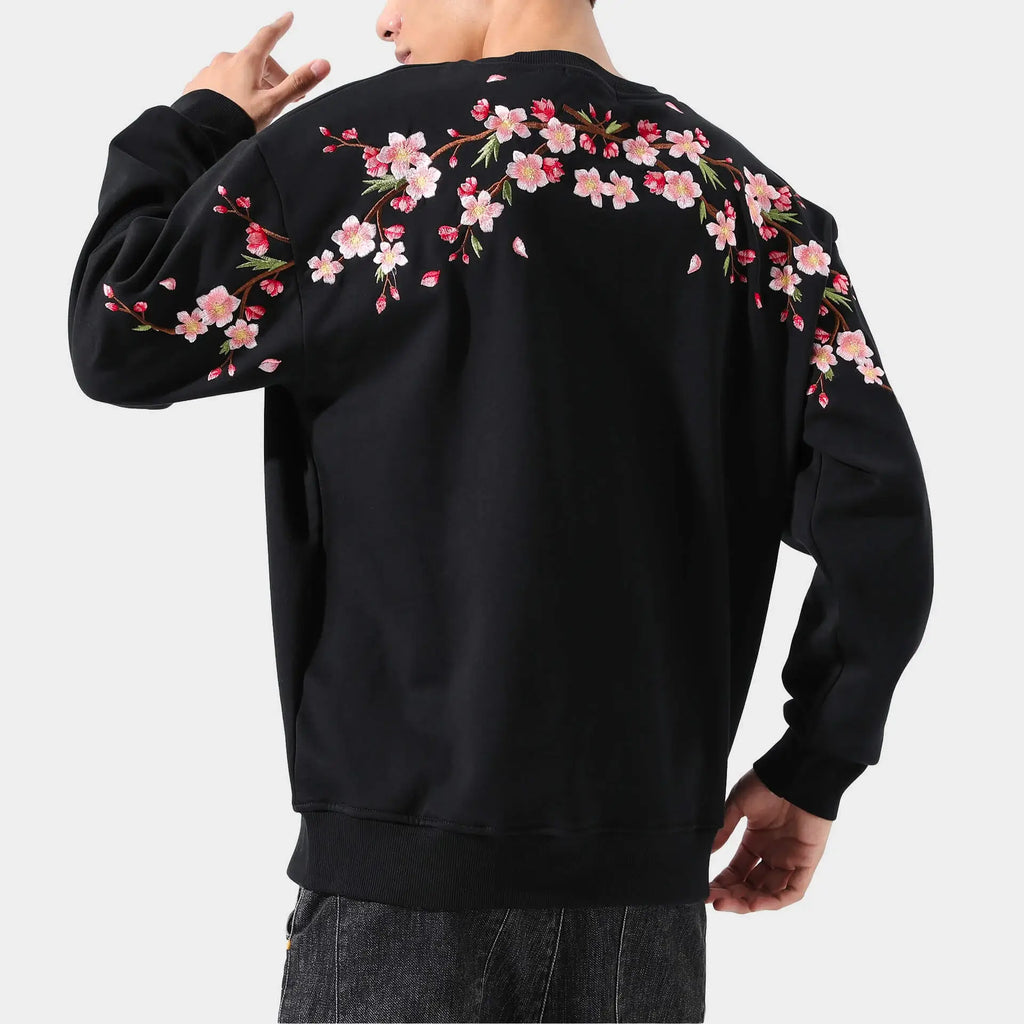 Sudadera bordada con motivos de sakura
