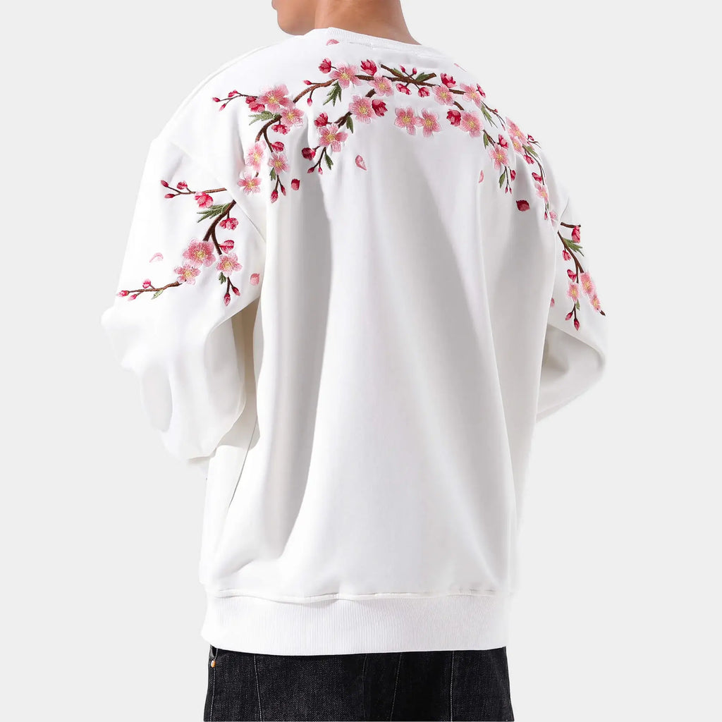 Sudadera bordada con motivos de sakura