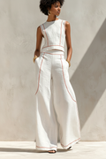 Victoria | Conjunto blanco con top sin mangas y pantalón de pierna ancha