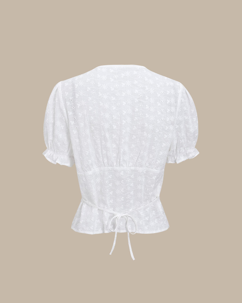 Blusa Blanca Floral Manga Abullonada