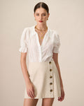 Blusa Blanca Con Cuello Encaje Bordado Algodón