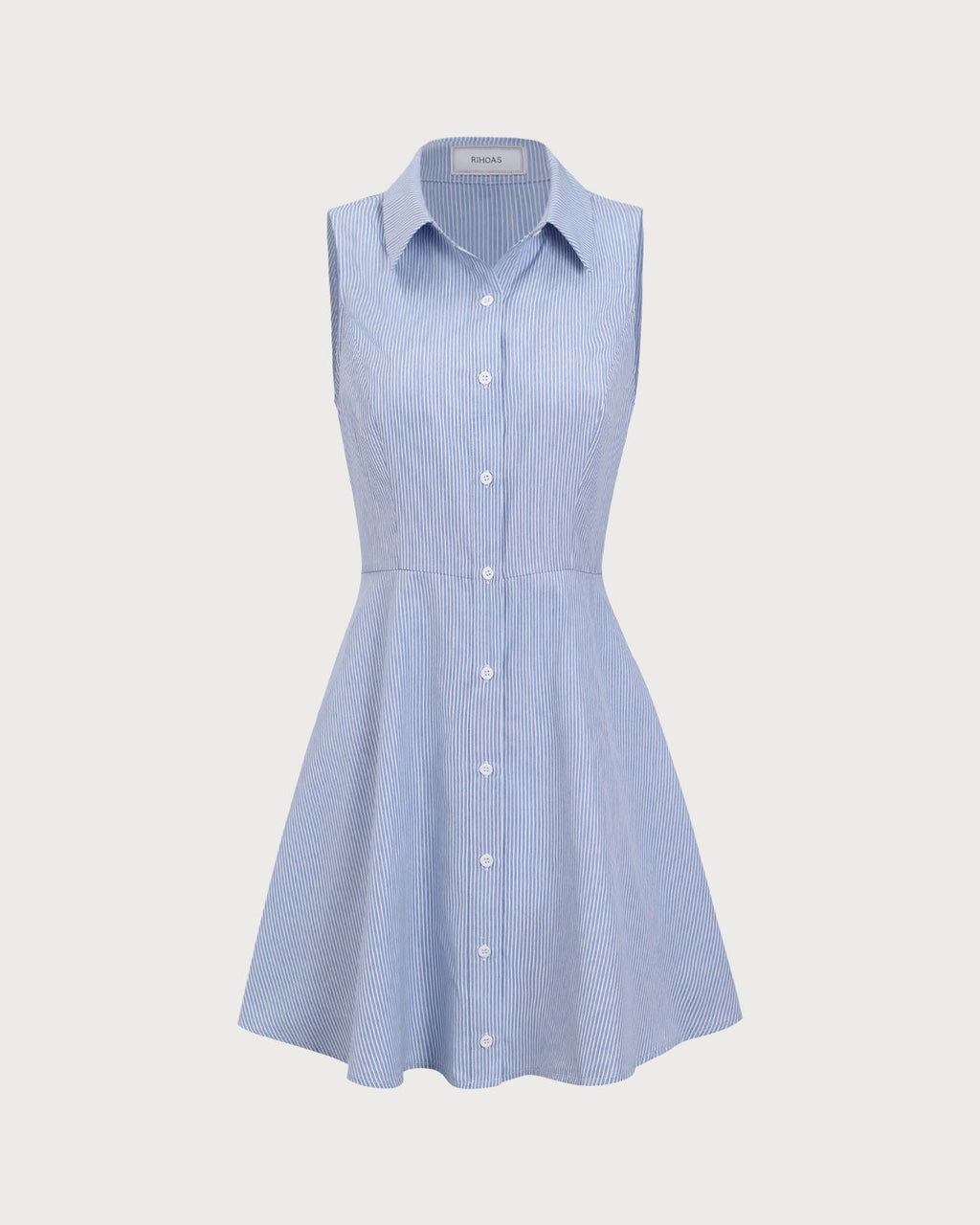 Vestido Mini Azul Rayas Botones