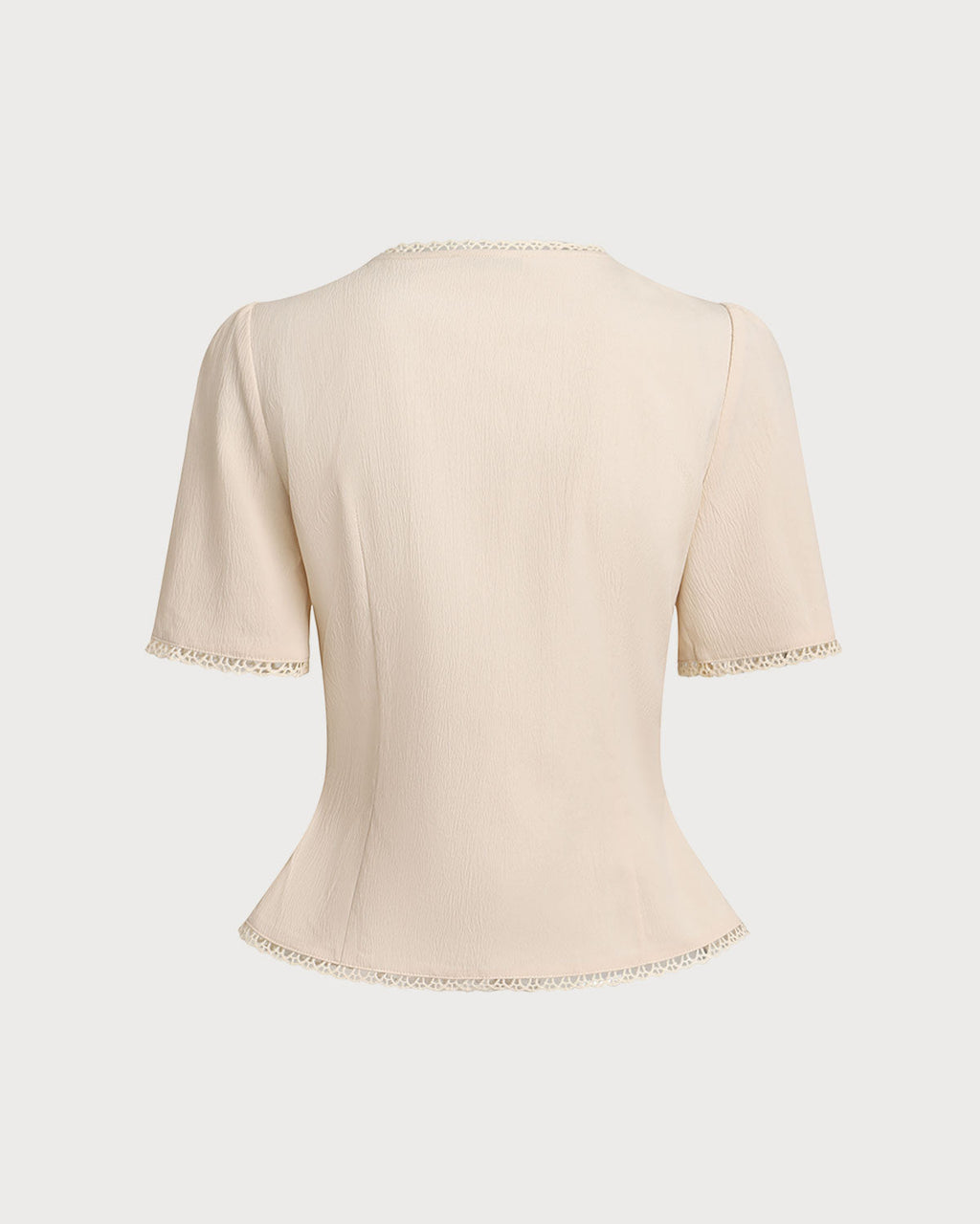 Blusa Beige Cuello V Plisado Botones