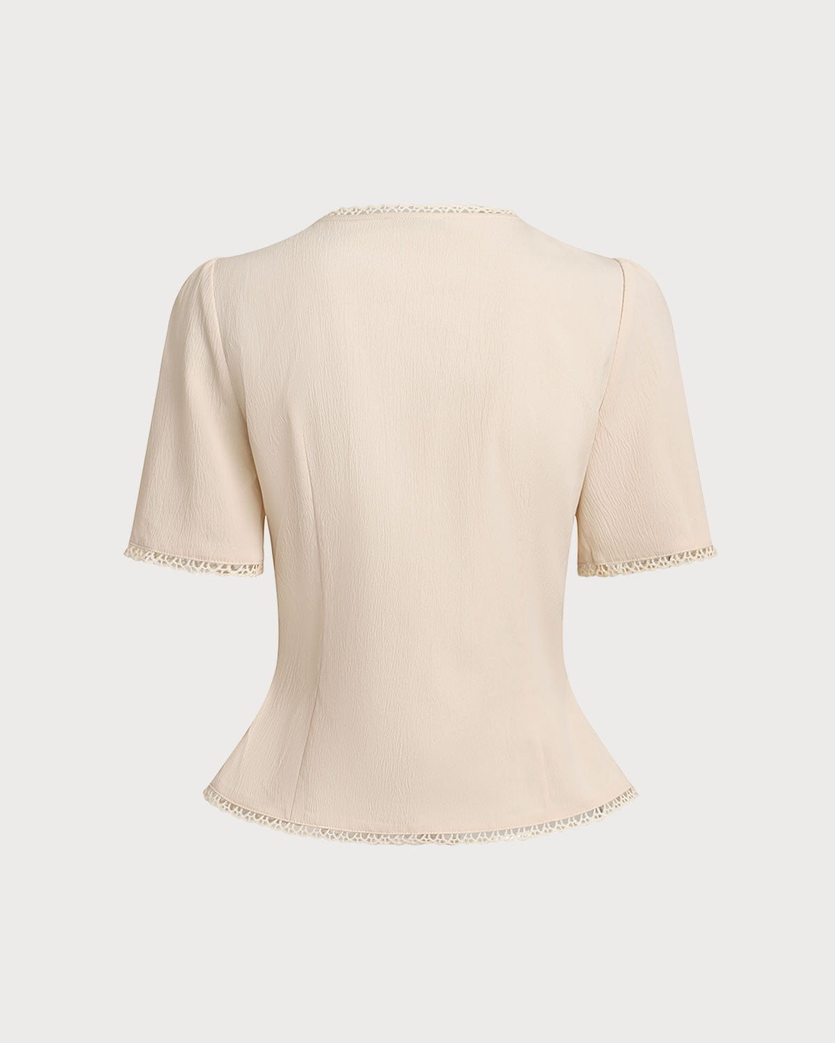 Blusa Beige Cuello V Plisado Botones