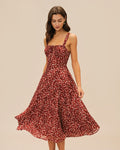 Vestido Midi Rojo Vino Floral Lencero