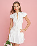 Blusa Blanca Cuello Mao Bordado