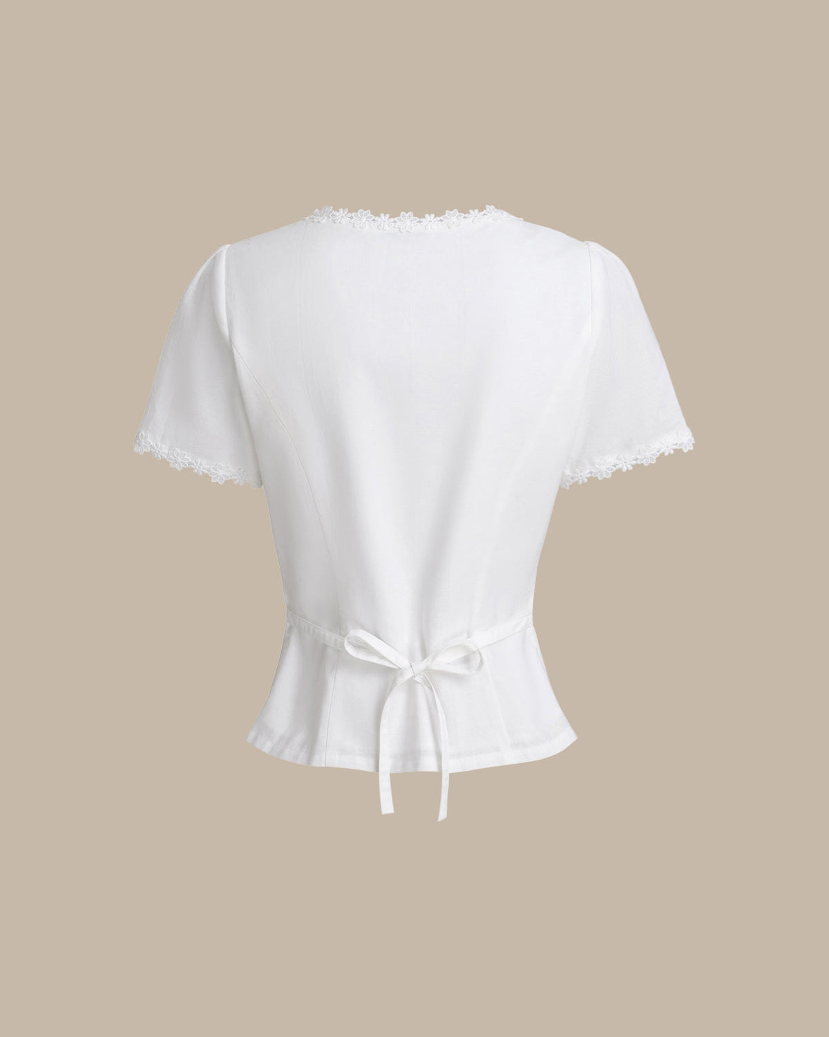 Blusa Blanca Cuello Cuadrado Botones Encaje