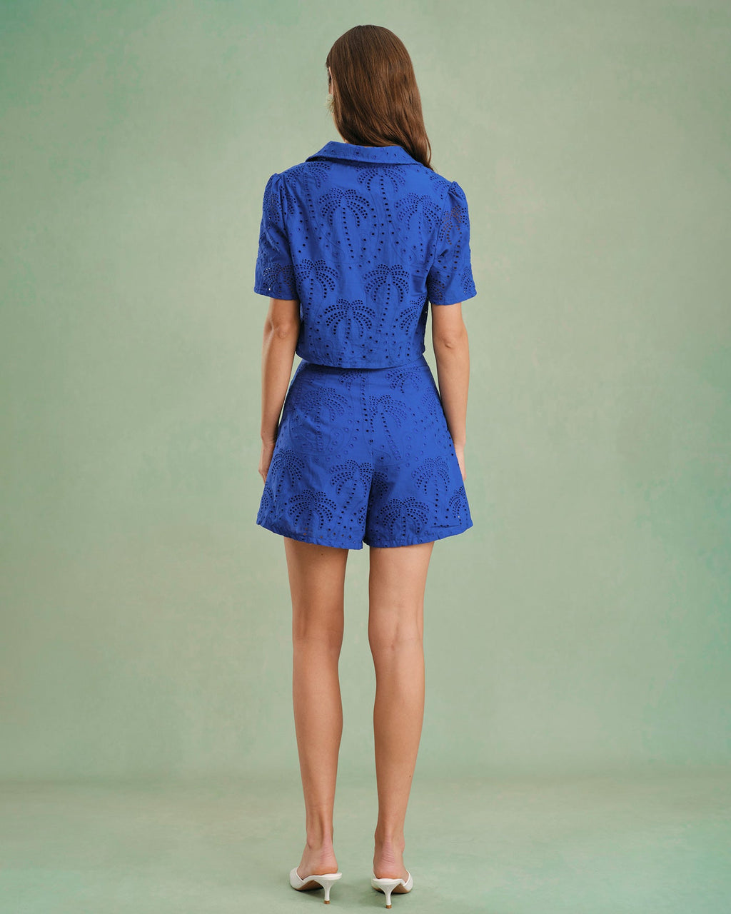 Blusa Azul Texturizado Botones Cuello