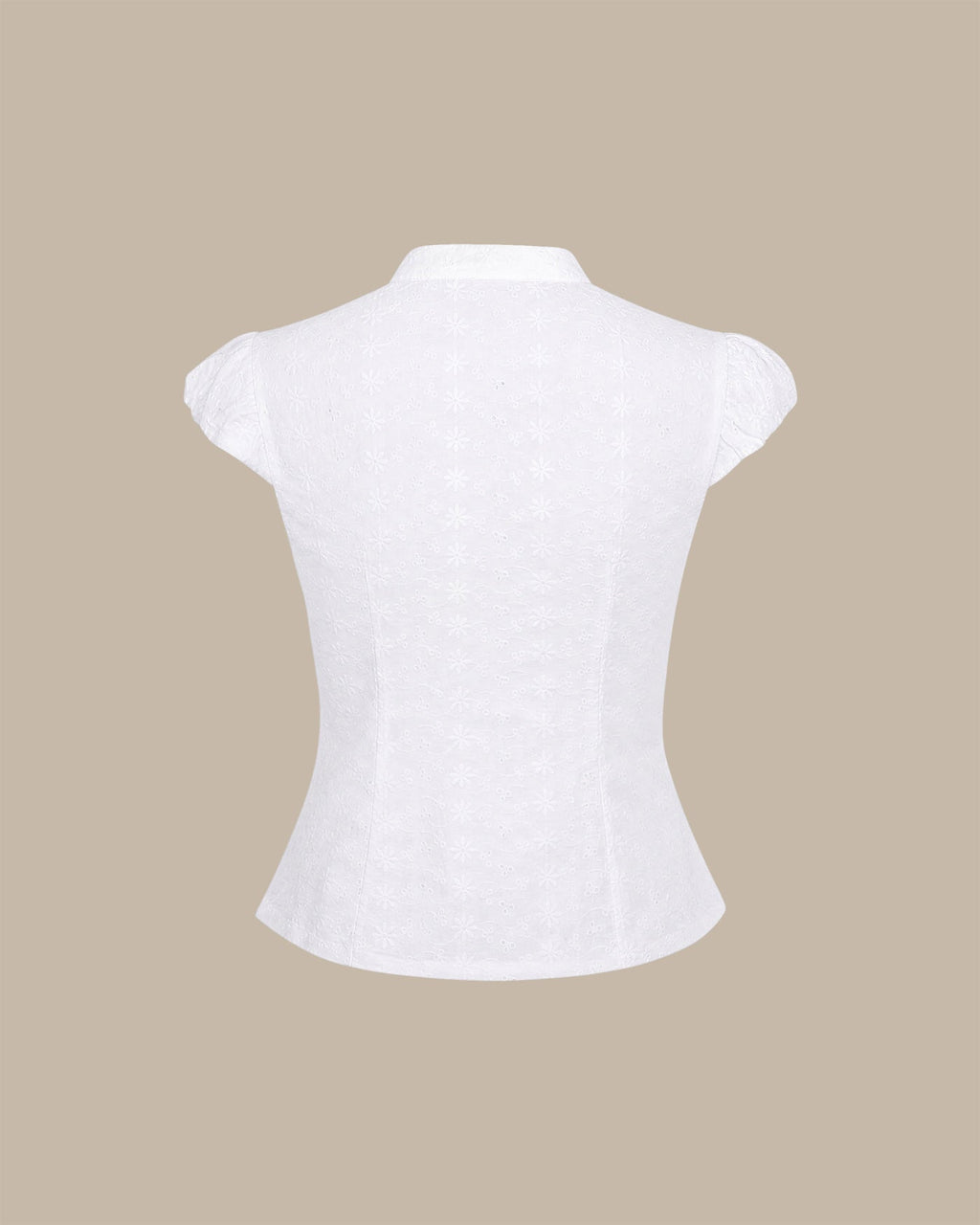 Blusa Blanca Cuello Mao Bordado