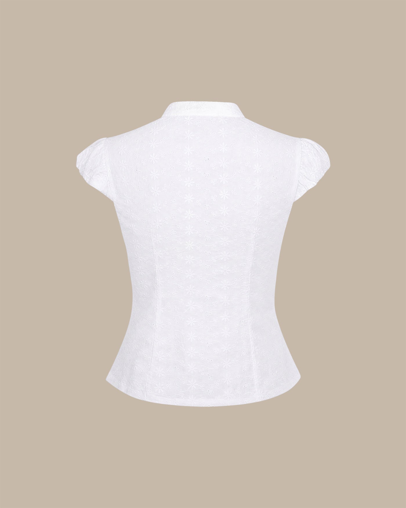 Blusa Blanca Cuello Mao Bordado