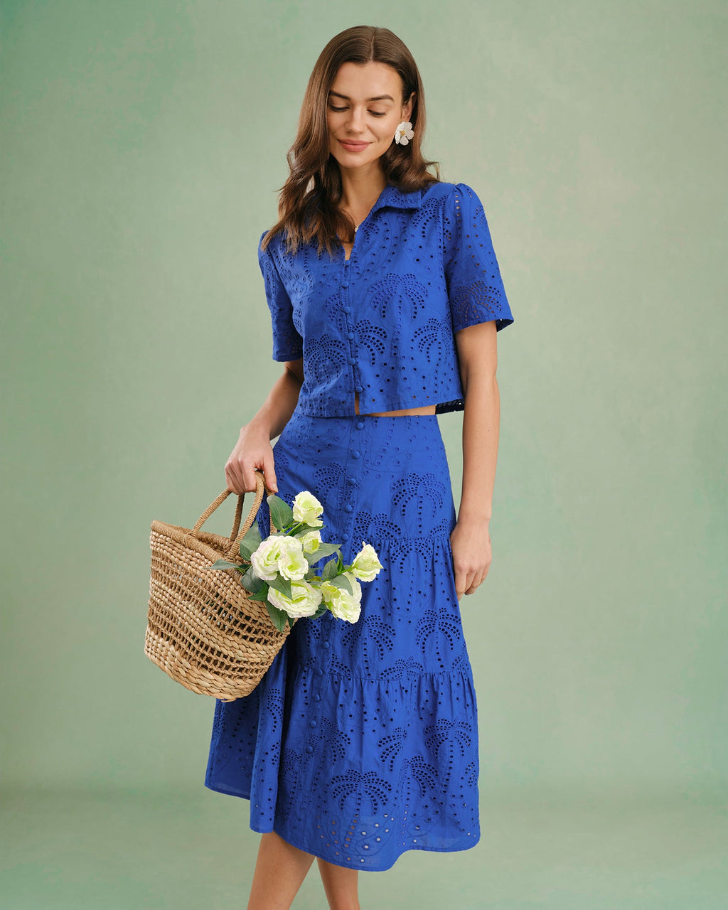 Blusa Azul Texturizado Botones Cuello
