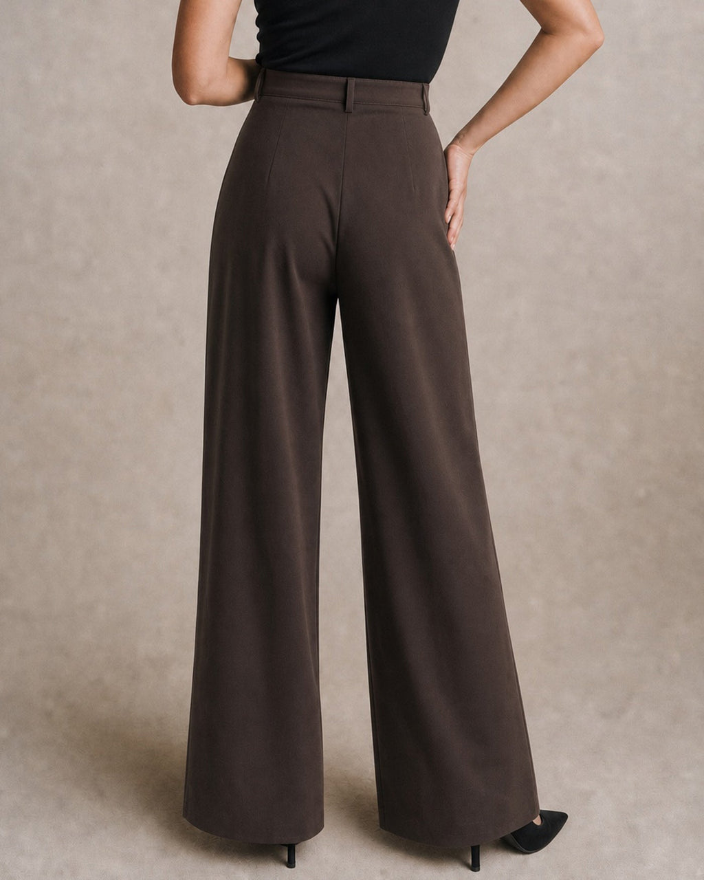 Pantalones Café Bolsillos Botones Recto