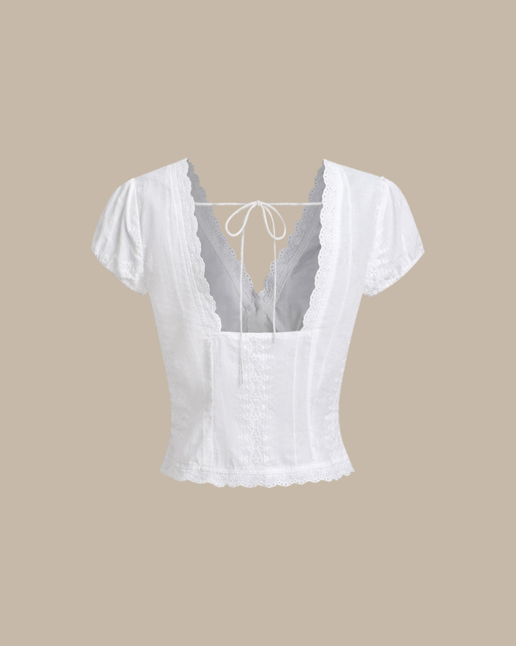 Blusa Blanca Texturizado Manga Corta Abullonada