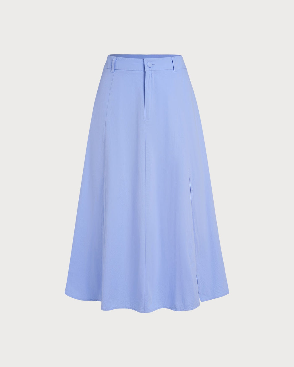 Falda Azul Botones Abertura Evasé Midi