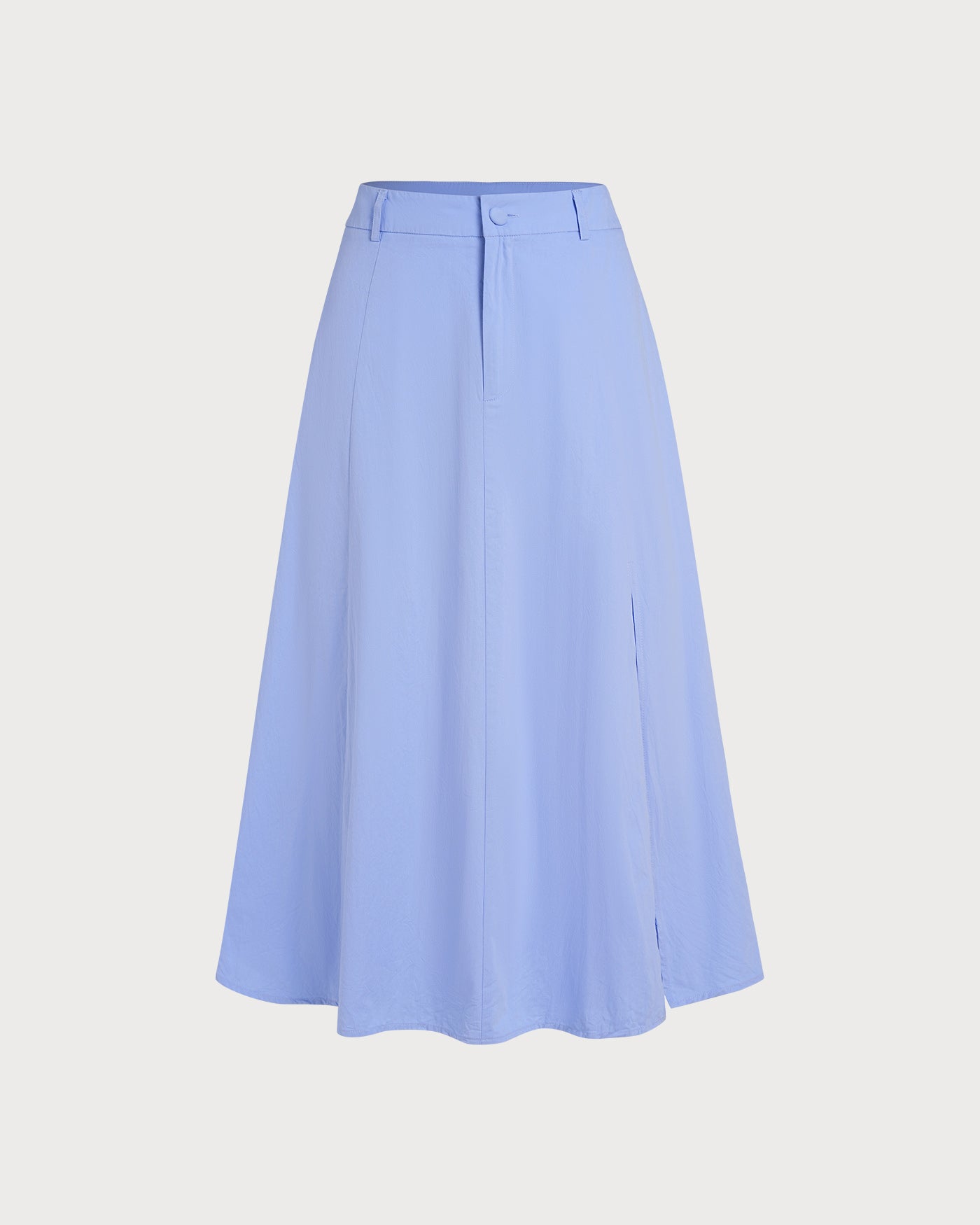 Falda Azul Botones Abertura Evasé Midi