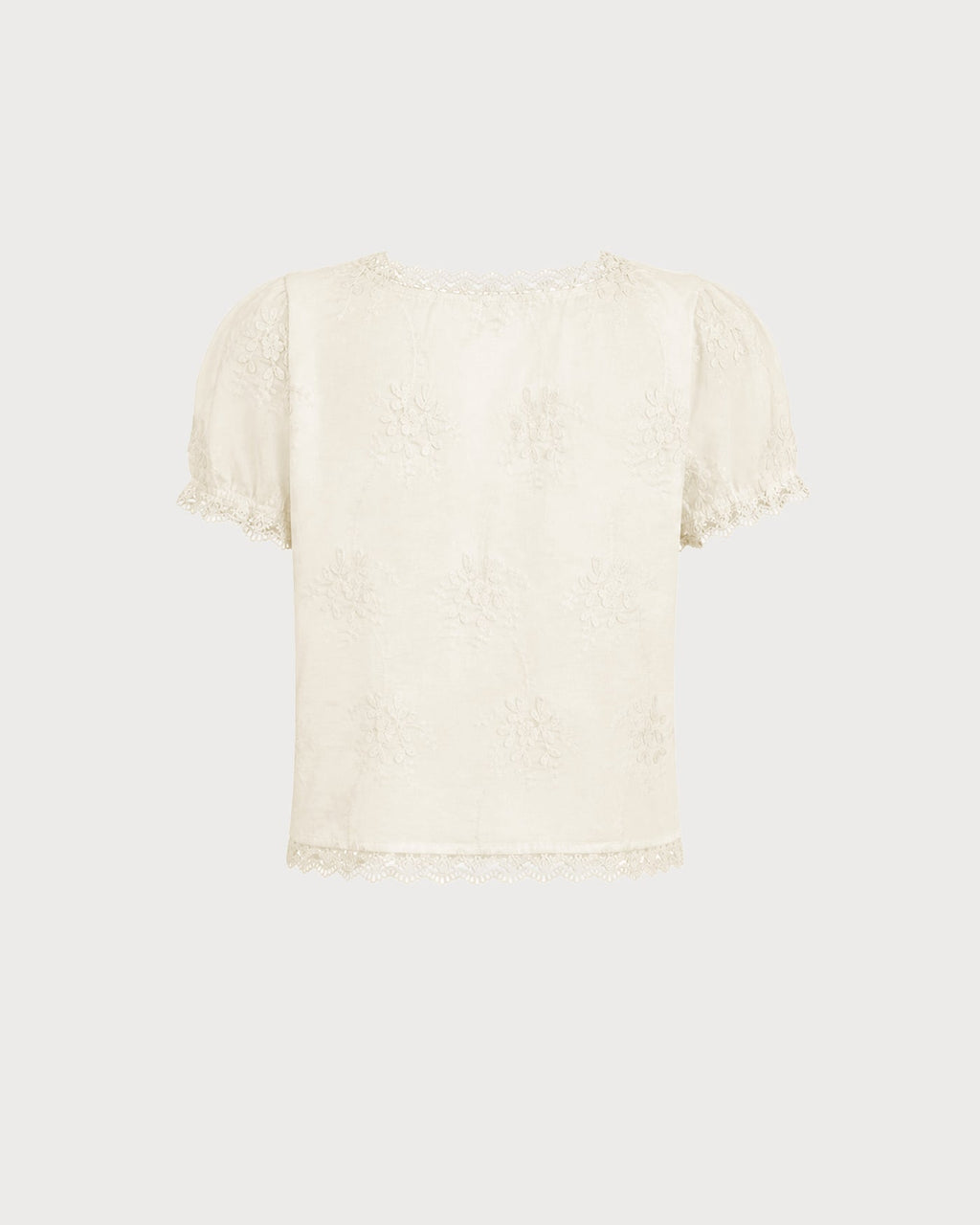 Camiseta Albaricoque Cuello Cuadrado Encaje Floral