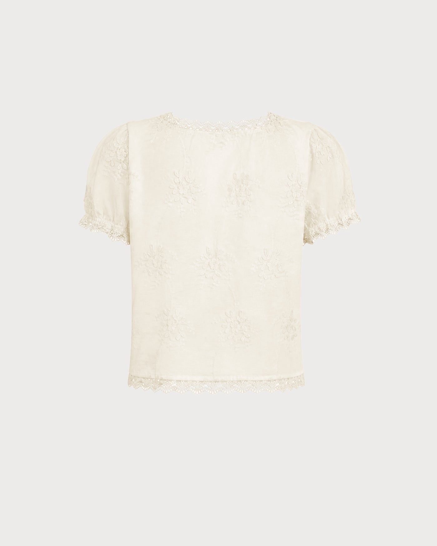 Camiseta Albaricoque Cuello Cuadrado Encaje Floral