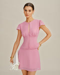 Blusa Rosa Recorte Botones Gasa