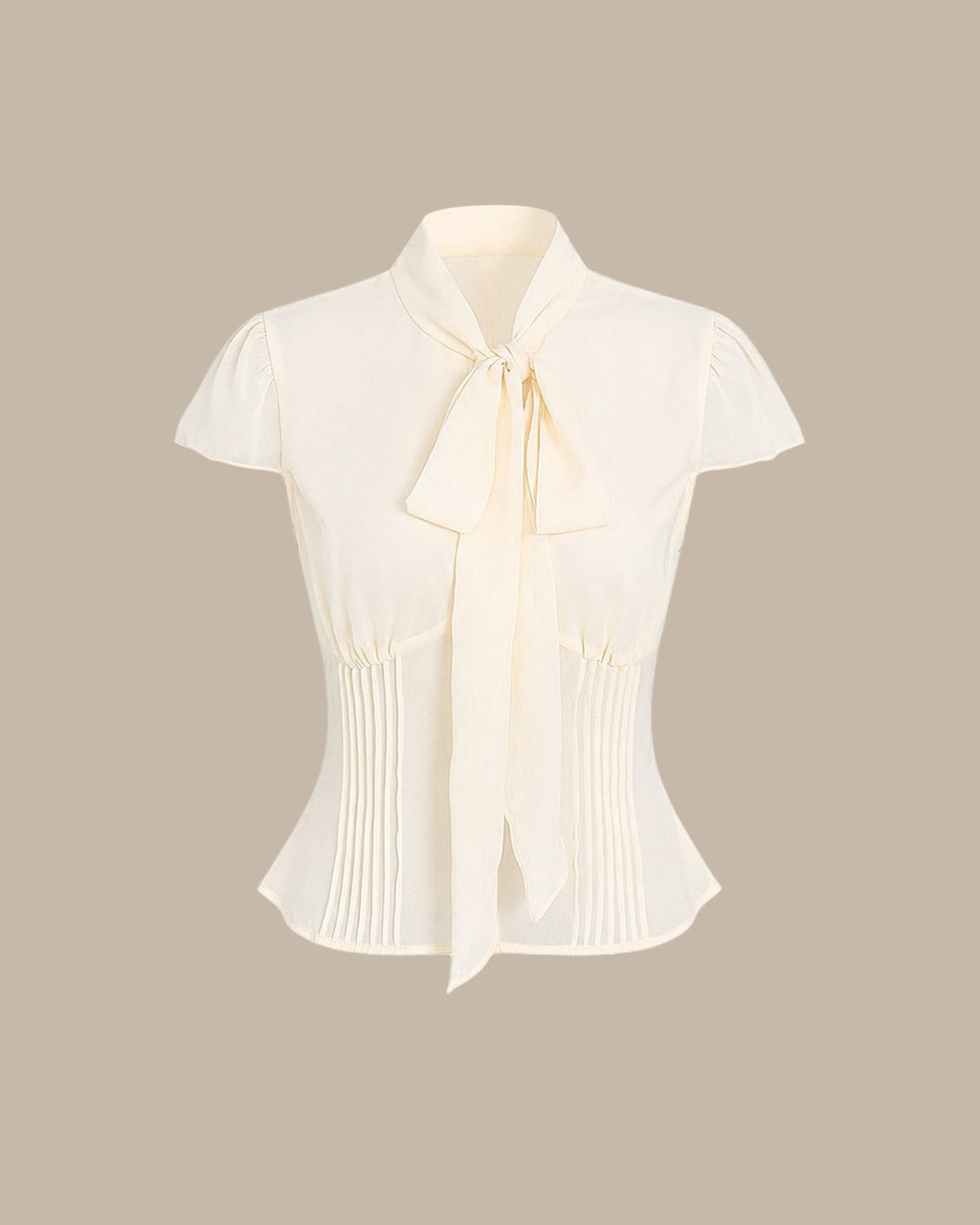 Blusa Albaricoque Cuello Alto Botones Gasa
