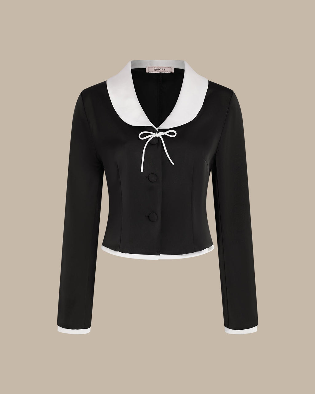 Blusa Negra Cuello Satén