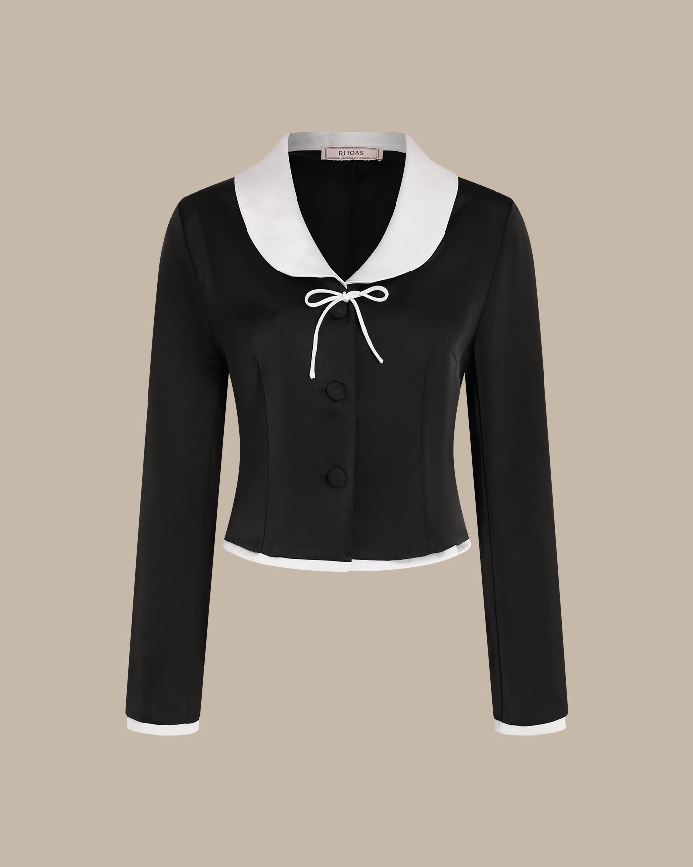 Blusa Negra Cuello Satén