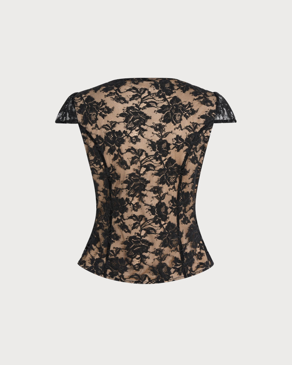 Blusa Negra Cuello V Encaje Botones
