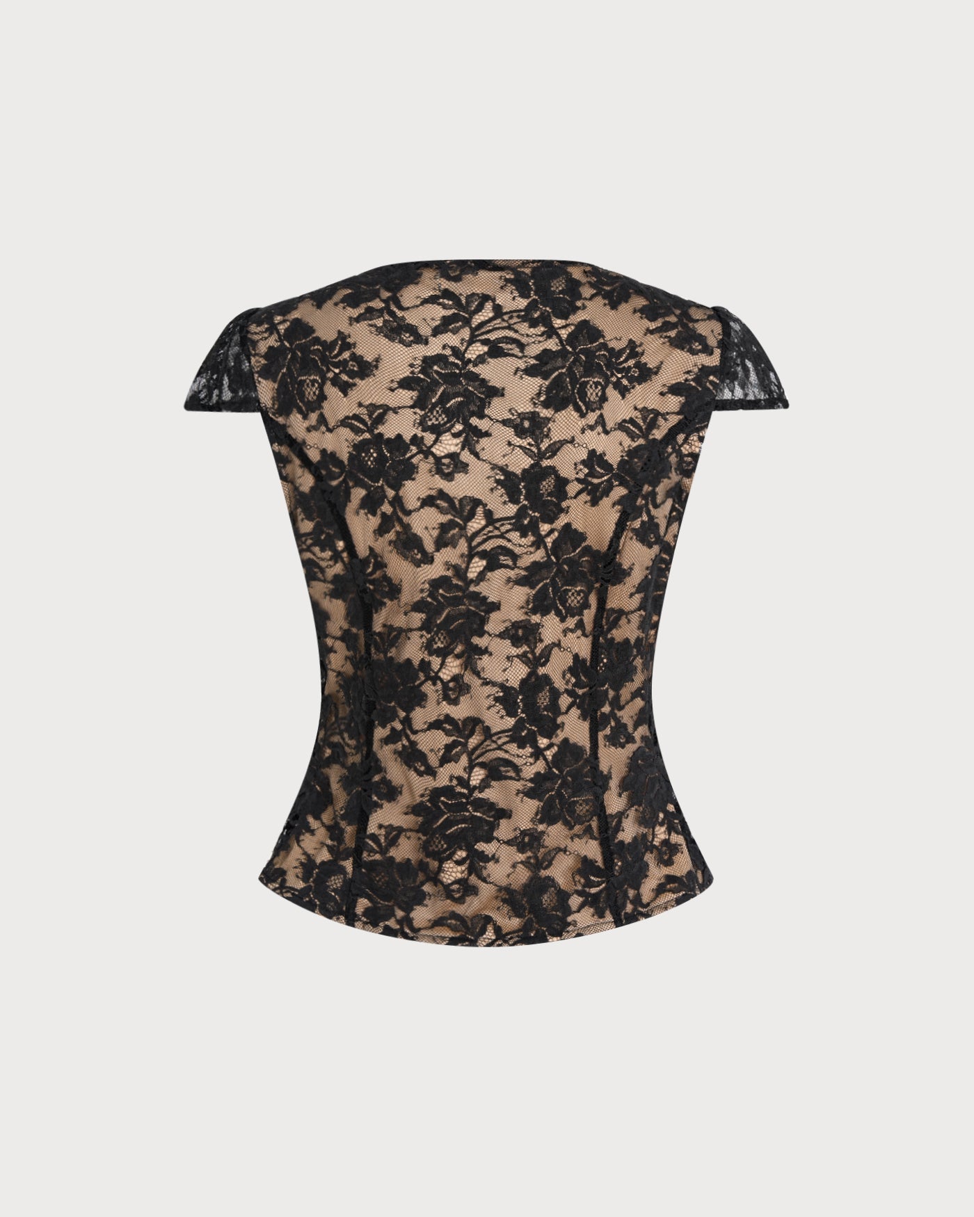 Blusa Negra Cuello V Encaje Botones