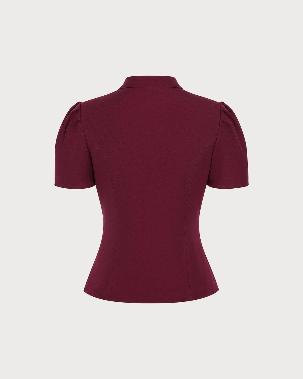 Blusa Rojo Vino Manga Abullonada Botones