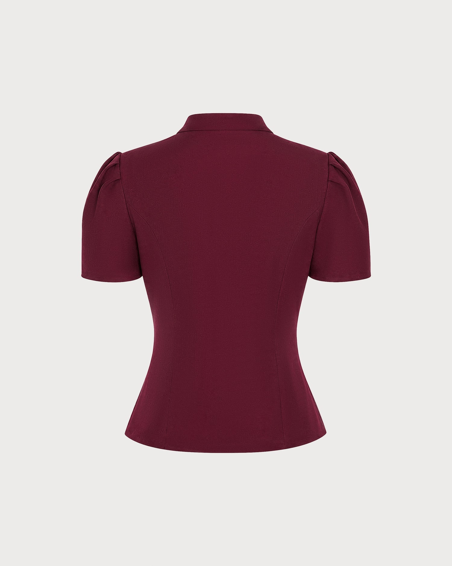 Blusa Rojo Vino Manga Abullonada Botones