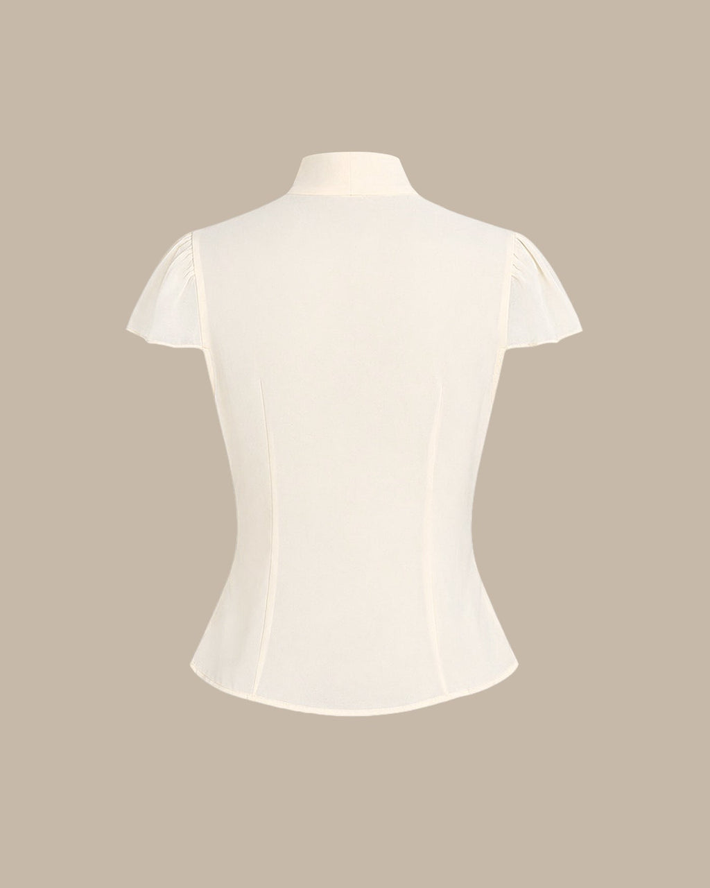 Blusa Albaricoque Cuello Alto Botones Gasa