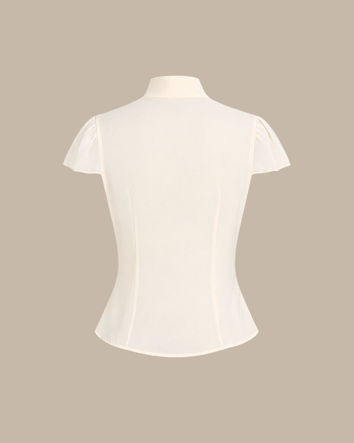 Blusa Albaricoque Cuello Alto Botones Gasa