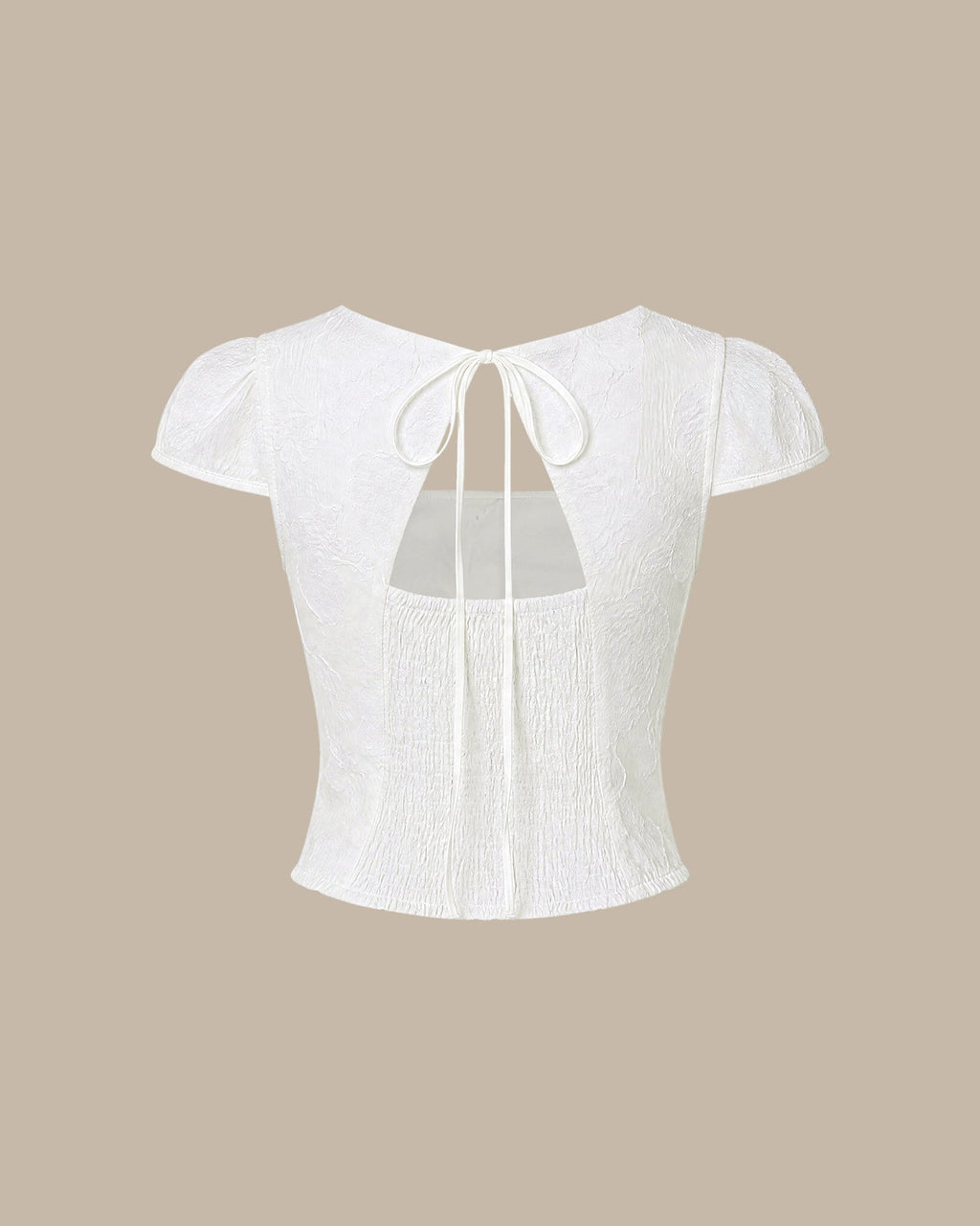 Blusa Blanca Cuello Cuadrado Jacquard