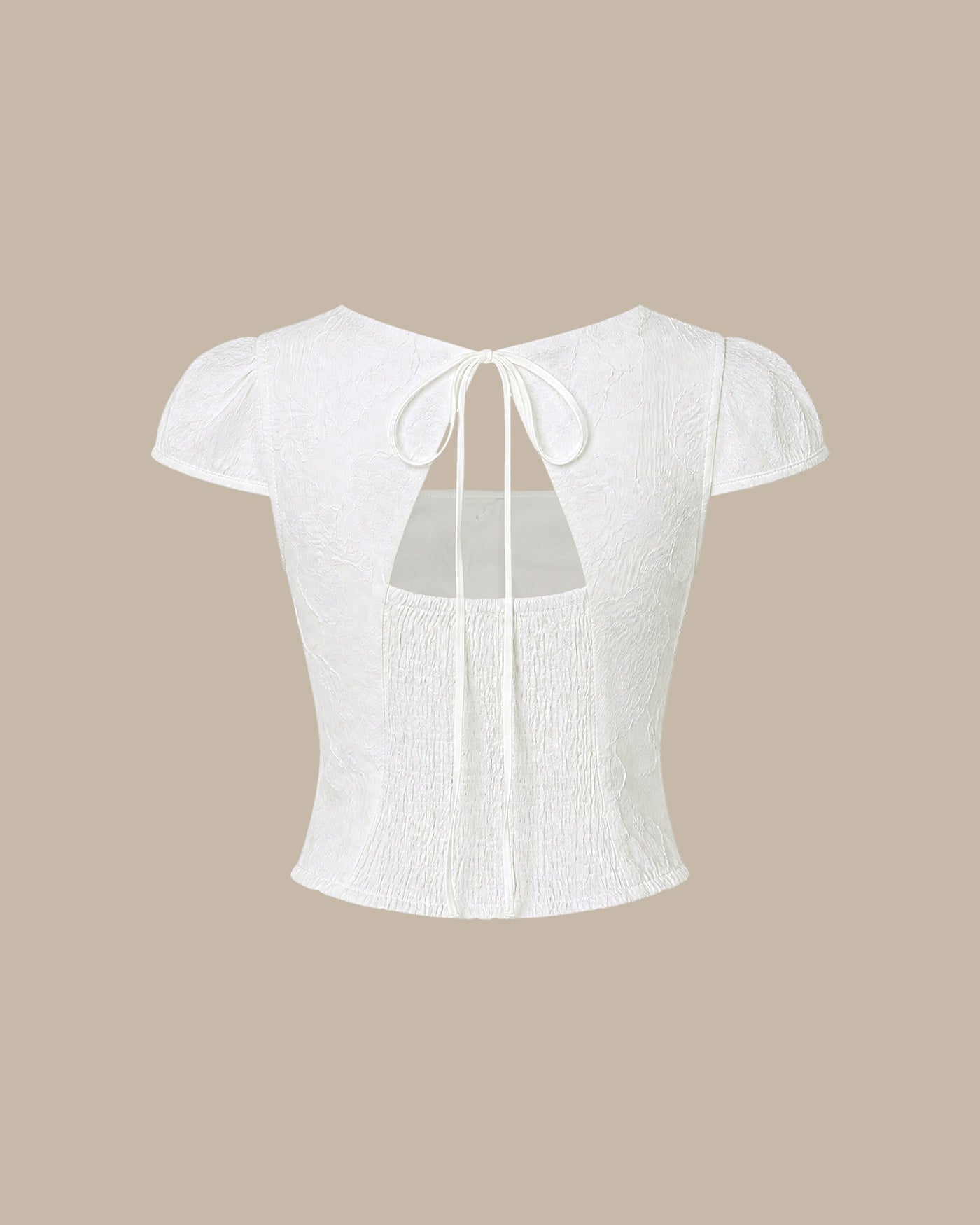 Blusa Blanca Cuello Cuadrado Jacquard
