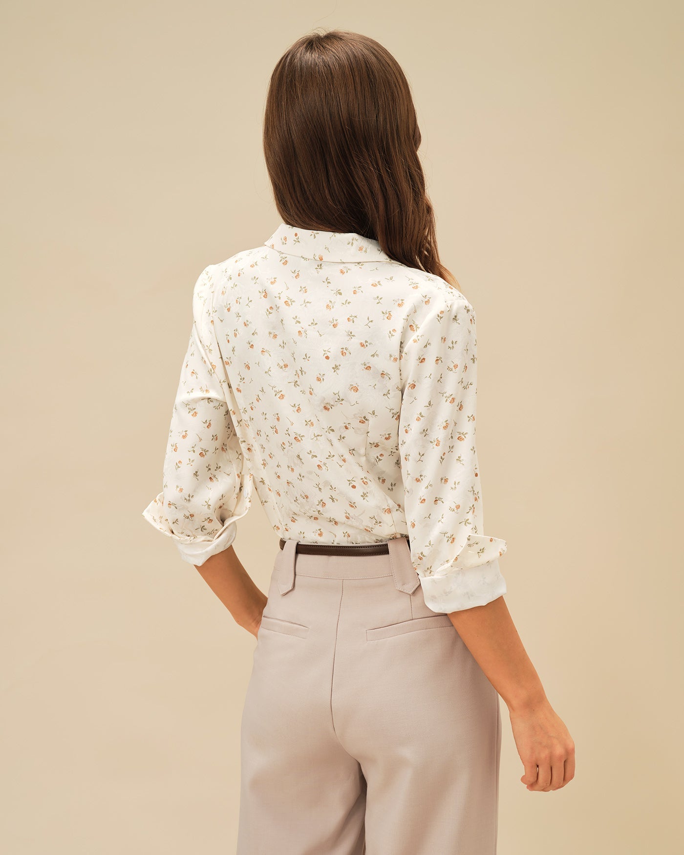 Blusa Albaricoque Floral Cuello