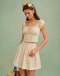 Blusa Amarilla Cuello Cuadrado Floral