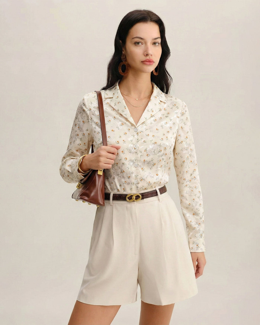 Blusa Albaricoque Floral Cuello