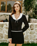 Blusa Negra Cuello Satén