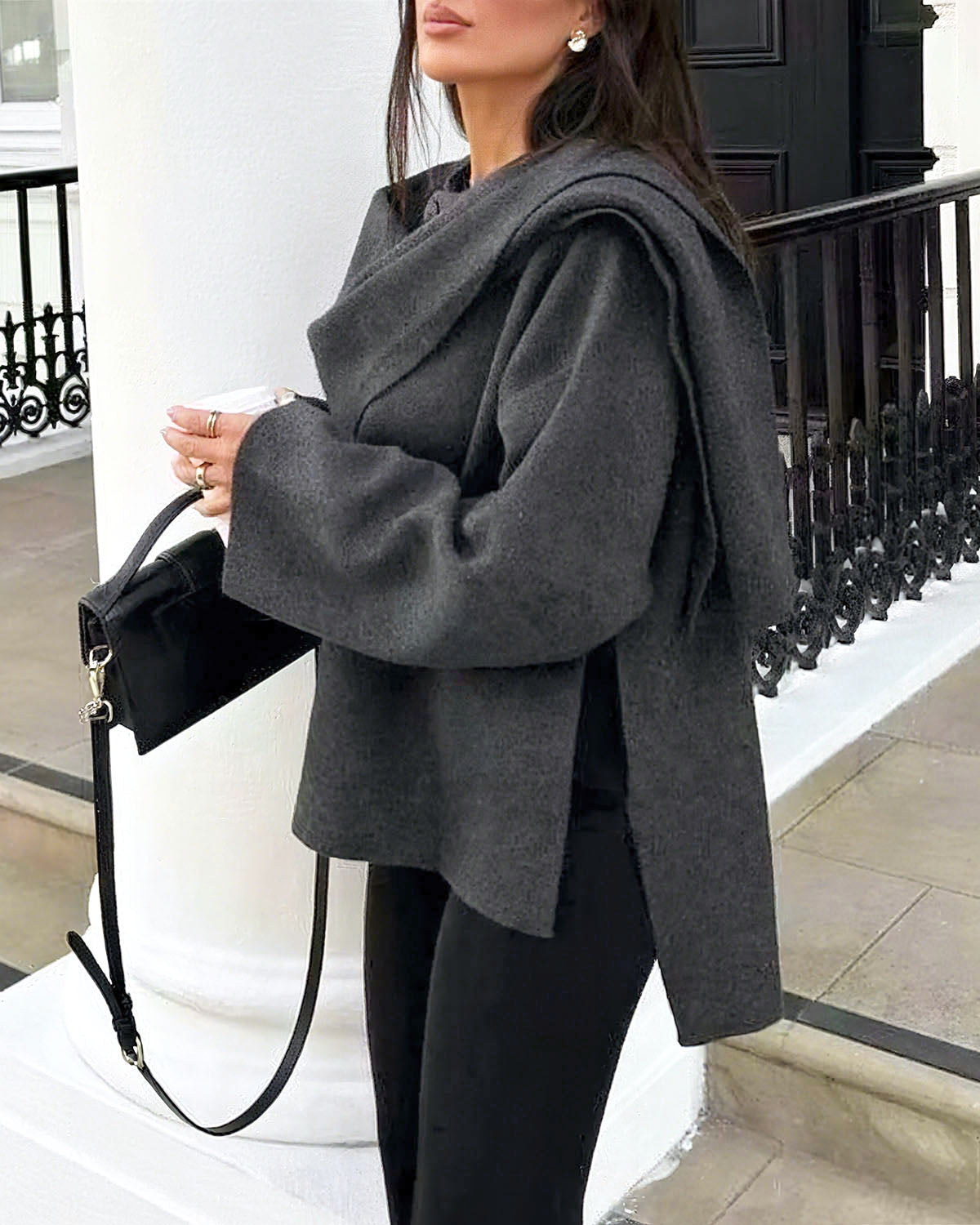 Abrigo Cuello Chal Gris
